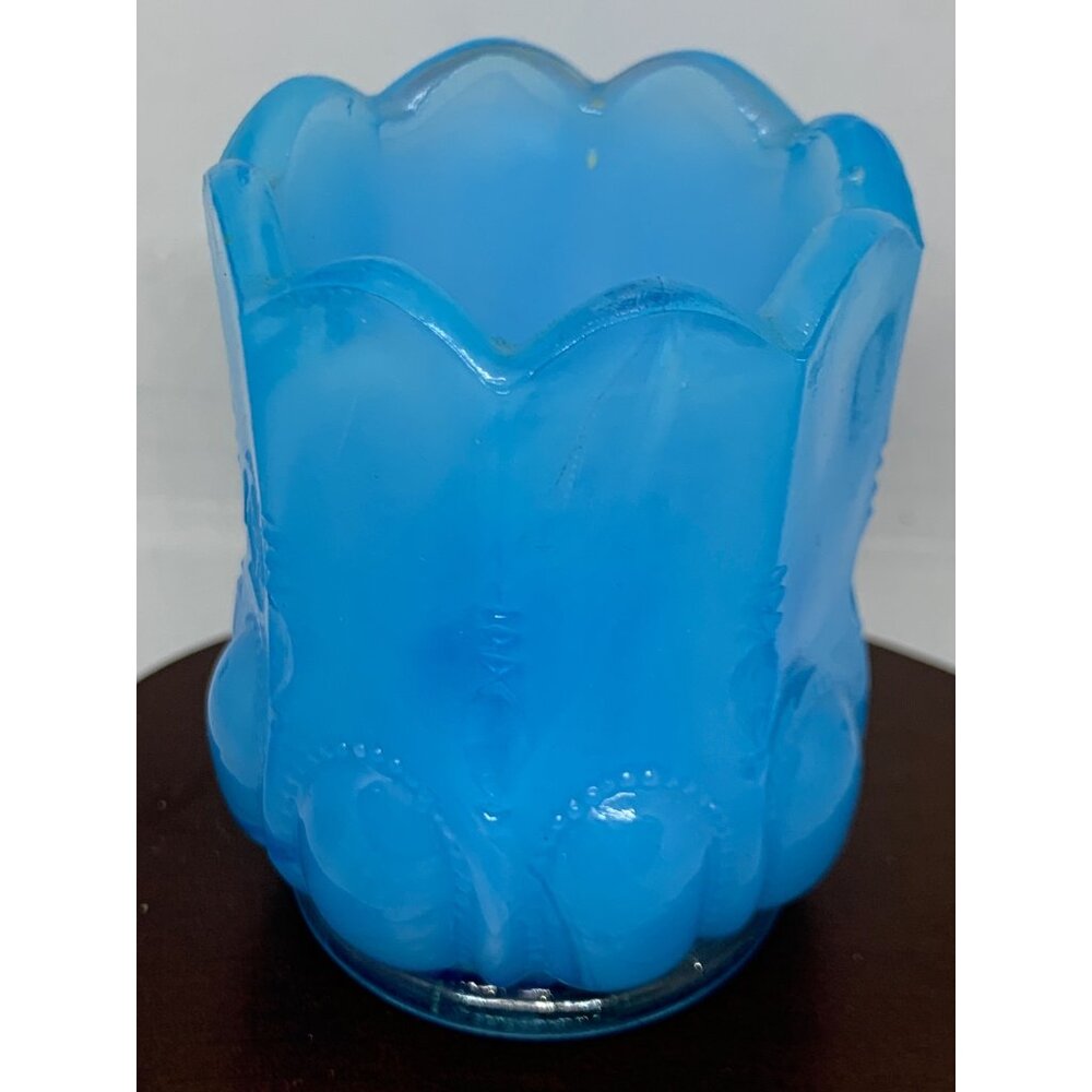 Boyd Glass Blue Beaded Toothpick Holder